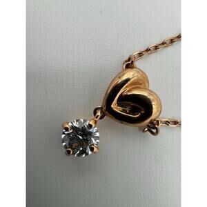 Swarovski Lifelong Heart Rhinestone Pendant Necklace Rose Gold Tone